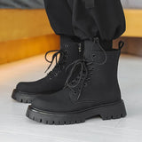 Aidase Autumn Men Japan Karajuku Korean Style Fashion High Top Streetwear Thick Platform Boots Casual Leather Shoes Male Lace Up Shoes aidase-shop