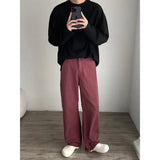 Aidase Korean Baggy Jeans Men Fashion Casual Wine Red Wide Leg Jeans Men Street wear Hip Hop Loose Straight Denim Pants Men Trousers aidase-shop