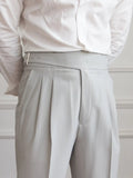 AIDASE  -  Naples Casual Business Attire Bottoms Men Slim Italian Gurkha Classic Trousers Comfortably Fit Your Curves Adjustable Waist aidase-shop
