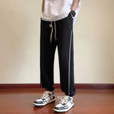 AIDASE  -  Trendy Version Personalized Street Fashion Loose Casual Pants Men's Patchwork Pocket Striped Drawstring Straight Sports Trousers aidase-shop