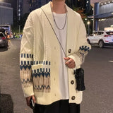 Aidase Men Cardigan Sweater Fashion Knitwear Comfortable Streetwear Contrast Color Japanese Style V-neck Leisure Outer New Clothing aidase-shop