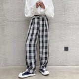 AIDASE  -  Spring Trendy Retro Plaid Loose Floor-Length Casual Wide Leg Pants Men Straight Design Long Trousers Faionable Youthful Sle aidase-shop