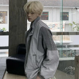 Aidase New American Retro Patchwork Gray Jacket for Men's Street Vibe High-end Minimalist Couple Spring Autumn Spliced  Jacket aidase-shop