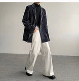 AIDASE  -  Spring Autumn New Men's Tide Korean Style Velvet Long Sleeve Blazer Niche Chic Casual Padded Shoulder Suit-Coats Ins W10344 aidase-shop