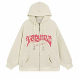 Aidase Autumn Men's Goth Corduroy Zip Up Hoodies Hip Hop Fashion Foam Print Jacket Women's Y2K Vintage Streetwear Hoody Sweatshirts aidase-shop