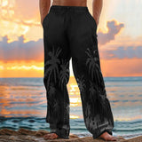 AIDASE  -  autumn and winter Hawaii beach men's printed casual cotton and linen loose trousers aidase-shop