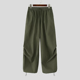 AIDASE  -  Men Cargo Pants Solid Color Drawstring Joggers Casual Trousers Men Oversize Streetwear 2025 Fashion Male Thin Long Pants aidase-shop
