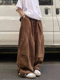 AIDASE  -  Unsiex Wide Leg Pants Japanese Vintage Loose Pleated Cargo Pants For Men Women Casual Elastic Waist Cityboy Versatile Pants aidase-shop