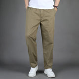 Aidase Men's Straight Cargo Trousers, Casual Pants, Monochromatic, Plus Size, M-6XL, Elastic Waist, 100% Cotton, Ninth Pants, 2024 New aidase-shop