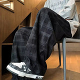 AIDASE  -  Spring Plaid Distressed Baggy Pants For Men Casual Sports Loose Straight-Leg Sweatpants High Street Fashion Y2K Trousers aidase-shop