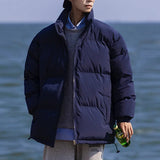 Harajuku Mens Navy Parkas Warm Thicken Korean Fashion Coats Winter Casual Jacket Male Streetwear Hip Hop Coat Woman Parkas aidase-shop