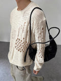 AIDASE  -  Spring Fall Casual Men's Slim Long Sleeve Jumpers Vintage Knitting Hollow Out T-shirts Men Fashion O Neck Knitted Ripped Tees aidase-shop