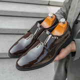 AIDASE  -  Luxury Brand Men's Shiny Leather Shoes High-end Occasions Business Men's Formal Shoes Classic Loafers Brown Retro Shoes aidase-shop