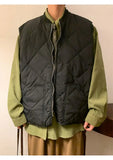 AIDASE  -  Retro Japanese Sle Baseball Collar Cotton Vest Men's Loose Trendy  Color Svel oulder Pad Vest Winter Outerwear aidase-shop
