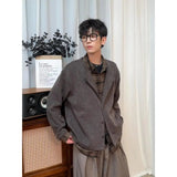 AIDASE  -  Loose Knitted Baseball Jaet for Men Autumn Trendy Brand Design Plaid Patchwork Open Cardigan Sle Polyester Fiber Long Sve aidase-shop