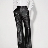 AIDASE  -  Summer New Men's Sequin Plaid Solid Color Trousers Retro Fashion Trend Party Performance Loose Casual Niche Men's Bottoms aidase-shop