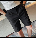 AIDASE  -  New Men Summer Slim-fit British Style Suit Shorts Light Luxury Business Straight-leg Shorts Leisure Button-down Half-pants M-3XL aidase-shop