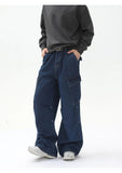 AIDASE  -  Men's Casual Trendy Basic Daily Loose Camouflage Wide Leg Straight Multi Pockets Denim Trousers American New Fashion Jeans Pants aidase-shop