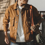 Aidase Male Jean Coats Wide Shoulders Autumn Men's Denim Jacket Cargo Brown Menswear Joker G Fashion Winter Clothing Trendy Korea aidase-shop