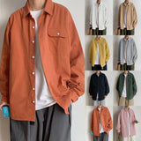 AIDASE  -  Young Men'S Boys Solid Long Sleeve Button Down Shirt Spring Summer Outfits Fashion Regular Cuff Business Casual Shirt aidase-shop