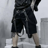 AIDASE  -  Summer Ribbon Trendy Cotton Shorts Men's Tide Dark Streetwear Japanese Straight Knee Length Short Pants Chic Capris HK0680 aidase-shop
