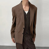 AIDASE  -  Men Striped Blazer Lapel Long Sleeve Button Casual Male Suit Streetwear Elegant Fashion Thin Coats Men Blazer S-5XL aidase-shop