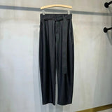 AIDASE  -  Summer New Draping Cool Wide Leg Pants for Men's Trendy Loose  Versatile Curved Knife Casual Pants Belt Design Thin Trousers aidase-shop