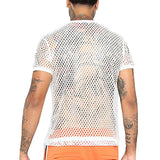 Aidase Men Mesh See Through T-Shirt Fishnet Hollow Clubwear Streetwear Perform Male Short Sleeve Undershirt Top Tee 5XL Sexy Rainbow aidase-shop