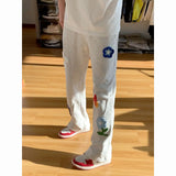 AIDASE  -  Floral Embroidery Men Spring American Casual Sports Straight Pants aidase-shop