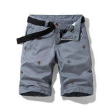 AIDASE  -  Summer Casual Shorts Men Solid Color Embroidery Pattern cargo Shorts Cotton Beach Print Shorts Men Bermuda Overalls Pocket Pants aidase-shop