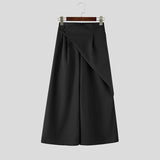 AIDASE  -  Men's Wide Leg Pants Solid Color Button Casual Irregular Trousers For Man Streetwear Baggy Leisure Pantalones Pants aidase-shop