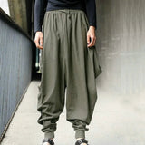 AIDASE  -  Men Solid Drop Crotch Harem Pants Drawstring Elastic Jogger Tapered Ankle Cuff Loose Baggy Streetwear Hip Hop Trousers aidase-shop