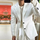 Aidase British Style Men Italian Linen Wide Collar Versatile Blazer Hombre Suit Chaqueta Hombre Prom Blazer Men Blazer Vintage Burgundy aidase-shop