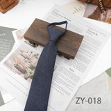 AIDASE  -  8cm British Style Casual Brown Khaki Plaid Clip Ties For Men Adult Polyester Wool Solid Gray Necktie Business Free Knot Lazy Tie aidase-shop
