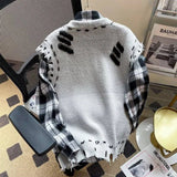 AIDASE  -  American Style Men Vest Sweater High Street Frayed Edge Design Fashion Loose Sleeveless Round Neck Male Knitwear 21E7565 aidase-shop