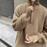 33.65Aidase Autumn Men's Half Zipper Knitted Pullover Sweater Y2K Vintage Casual Knitwear New Stand-up Collar Loose jersey hombre aidase-shop