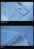AIDASE  -  100% Cotton Good Qulaity M-5XL Large Size Denim Shirt Men Spring Fall Fashion Solid Color Long Sleeve Multi-pocket Slim Fit Tops aidase-shop