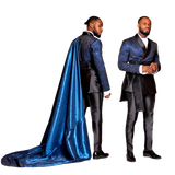 AIDASE  -  4 Pieces Men's Formal Suits Slim Blazer Jacket Pant with Satin Cape Royal Blue Tuxedo Set for Party,Prom,Banquet aidase-shop