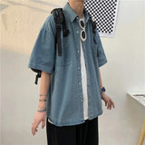 AIDASE  -  Men's Trendy Brand INS Five Sve Casual Versatile f Sve Trendy BF College Sle Denim irt aidase-shop