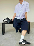 AIDASE  -  Spring Summer Casual Blue Soft Straight Shorts for Men Loose Korean Fashion Elegant Luxury Designer Clothes 2025 aidase-shop