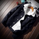 Aidase Denim Jackets Man Padding with Sheep Jeans Coat for Men Padded Wool Black Warm Slim Fit Lxury Low Cost One Piece Fashion Casual aidase-shop