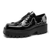 New Black Brogue Shoes Men Classic Platform Oxford Dress Shoes Men Retro Patent Leather Footwear Low-Ankle Party Shoes aidase-shop