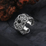 AIDASE  -  Retro Mongolian Flower Pattern Ring For Men Women Silver Color Gothic Adjustable Ring Handmade Unisex Jewelry Accessories Gift aidase-shop