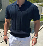 AIDASE  -  Vintage Men's Cool Short Sleeve Polo Shirt, Lapel Breathable Hollow Out Top, Summer Mesh Slim Sleeve Fashion Casual Knit T-shirt aidase-shop