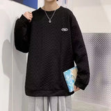 AIDASE  -  Autumn Men's Oversized Waffle Crewneck Sweatshirts Appliques Long Sleeve Pullover Hoodies Korean Fashion Y2K Streetwear Sudadera aidase-shop