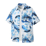 AIDASE  -  Men's Tropical Print 2 Piece Hawaiian Outfits Short Sleeve Button Down Shirt Tops and Shorts Set aidase-shop