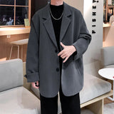 Aidase British-style Blazers Men Leisure Trendy Loose Suit Jackets Male Retro Daily Ins Streetwear All-match Simple Korean Suit-tops