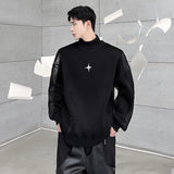 Aidase Darkwear Hollowed Out Mesh Design Long Sleeve Men Sweatshirt New Autumn Korean Fashion Long Sleeve Male Tops aidase-shop