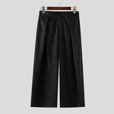 AIDASE  -  Men Striped Pants Loose Button Joggers Casual Wide Leg Trousers Men Streetwear Pleated Fashion Leisure Long Pants S-5XL aidase-shop