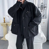 AIDASE  -  American New Simple Workwear Black Jacket Men Trendy Handsome Loose Korean Streetwear Versatile Large Size Student Jacket aidase-shop